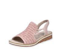 Sandale RIEKER, Damen, Gr. 36, rosa (rosé), Textil, Lederimitat, meliert, klassisch, Schuhe, Sommerschuh, Sandalette, Keilabsatz, mit seitlichen Gummizügen (15664338-36) rosé
