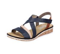 Rieker Damen Klassische Sandalen V3663, Frauen Sandalen,Sommerschuhe,Freizeitschuhe,offene Schuhe,Strandschuhe,blau Kombi (91),37 EU / 4 UK