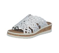 Rieker Pantolette Herren 77761323-40 Weiß Lederimitat Keilabsatz mit Glitzersteinen Gr. 40