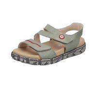 Sandale RIEKER, Damen, Gr. 43, schilfgrün, Glattleder, unifarben, Basic, Schuhe Sandale, Sommerschuh, Klettsandale mit Ziernaht (77556858-43) schilfgrün