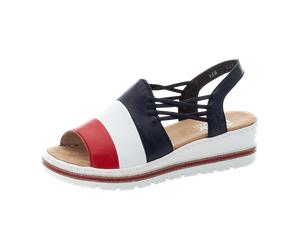 Rieker V58S1-33 rosso/weiss/pazifik Klassische Pantoletten FS 2021 für Damen, bunt, Größe 38 EU