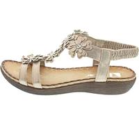 Sandale RIEKER, Herren, Gr. 41, roségoldfarben, Lederimitat, metallic, Schuhe Sandale, Sommerschuh, Urlaubsschuh mit Blütenverzierung und Glitzersteine (48306742-41) roségoldfarben