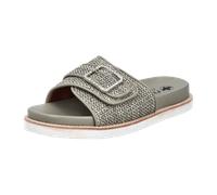 Pantolette RIEKER, Damen, Gr. 38, grün (schilfgrün), Lederimitat, Flechtoptik, casual, Schuhe, Sommerschuh, Strandschuh mit praktischem Klettverschluss (66257615-38) schilfgrün