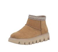 Winterboots RIEKER SPORT, Damen, Gr. 43, hellbraun, Veloursleder, ethno, Schuhe, Plateauboots, Stiefelette mit Textileinfass im Ethno-Look (51275167-43) hellbraun