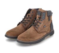 Winterboots RIEKER, Herren, Gr. 42, braun (braun, schwarz), Nubukleder, Lederimitat, Textil, unifarben mit Farbeinsatz, sportlich, Schuhe, High Top Sneaker, Schnürstiefelette mit TEX-Membran, schmale 