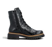 Schnürboots RIEKER, Damen, Gr. 39, schwarz, Lederimitat, Schuhe Schnürboots, Schnürstiefelette, Blockabsatz in Used-Optik (93096307-39) schwarz