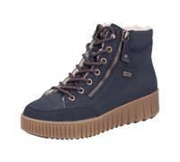 Winterboots RIEKER, Damen, Gr. 43, blau (dunkelblau), Nubuklederimitat, unifarben, Schuhe, Plateaustiefelette, Schnürboots mit Warmfutter und TEX-Ausstattung (89691956-43) dunkelblau