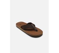 Zehentrenner RIEKER, Herren, Gr. 40, braun (dunkelbraun), Nubukleder, unifarben, casual, Schuhe, Sommerschuh, Strandschuh, Badeschuh, Poolslide mit Zehensteg (25384704-40) dunkelbraun
