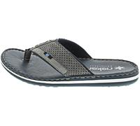 Zehentrenner RIEKER, Herren, Gr. 43, grau, Lederimitat, Textil, Schuhe Zehentrenner, Sommerschuh, Strandschuh mit weicher Leder-Innensohle (75106946-43) grau
