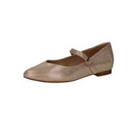 CAPRICE Damen Ballerinas aus Leder mit Klettverschluss, Gold (Offwh/Lt Gold), 39 EU