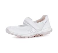Riemchenballerina GABOR ROLLINGSOFT, Damen, Gr. 43, weiß, Leder, Textil, Schuhe Riemchenballerina, Klettschuh, Freizeitschuh, Komfortschuh mit Lochmuster (81018258-43) weiß