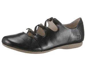 Riemchenballerina JOSEF SEIBEL "Fiona 04", Damen, Gr. 38, schwarz, Leder, Schuhe Riemchenballerina, Slipper, Komfortschuh mit raffiniertem Gummizug, Weite G (=weit) (48863142-38) schwarz
