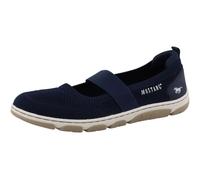 Riemchenballerina MUSTANG SHOES "Sue", Damen, Gr. 39, navy, Lederimitat, Textil, Schuhe Riemchenballerina, Halbschuh, Schlupfschuh mit Gummizug-Riemen (33173544-39) navy