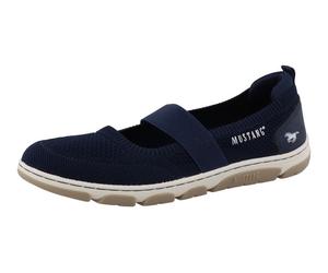 Riemchenballerina MUSTANG SHOES "Sue", Damen, Gr. 39, navy, Lederimitat, Textil, Schuhe Riemchenballerina, Halbschuh, Schlupfschuh mit Gummizug-Riemen (33173544-39) navy