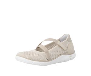 Riemchenballerina REMONTE, Damen, Gr. 37, beige (hellbeige), Lederimitat, Textil, Basic, Schuhe Riemchenballerina, Klettschuh, Slipper mit Lite´n Soft-Ausstattung (14182624-37) hellbeige