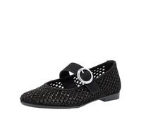 Riemchenballerina REMONTE, Damen, Gr. 37, schwarz, Textil, Ziegenveloursleder, Schuhe Riemchenballerina, Loafer, Sommerschuh mit Glitzersteine und Klettverschluss (49363948-37) schwarz