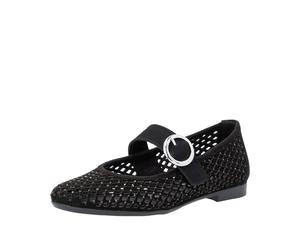 Riemchenballerina REMONTE, Damen, Gr. 37, schwarz, Textil, Ziegenveloursleder, Schuhe Riemchenballerina, Loafer, Sommerschuh mit Glitzersteine und Klettverschluss (49363948-37) schwarz
