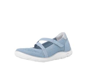 Riemchenballerina REMONTE, Damen, Gr. 39, blau (hellblau), Lederimitat, Textil, Basic, Schuhe Riemchenballerina, Klettschuh, Slipper mit Lite´n Soft-Ausstattung (13821518-39) hellblau
