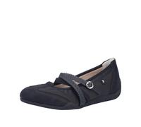 Riemchenballerina RIEKER, Damen, Gr. 37, schwarz, Nubuklederimitat, Textil, unifarben, Basic, Schuhe Riemchenballerina, Schlupfschuh, Flats, Slipper mit Mesheinsatz (74247005-37) schwarz