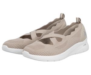 Riemchenballerina RIEKER, Damen, Gr. 39, beige, Nubuklederimitat, Textil, Schuhe Riemchenballerina, Schlupfschuh, Slipper in veganer Verarbeitung (74887452-39) beige