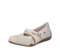 Riemchenballerina RIEKER, Damen, Gr. 39, creme, Nubuklederimitat, Textil, unifarben, Basic, Schuhe Riemchenballerina, Schlupfschuh, Flats, Slipper mit Mesheinsatz (54241867-39)