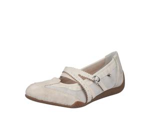 Riemchenballerina RIEKER, Damen, Gr. 40, creme, Nubuklederimitat, Textil, unifarben, Basic, Schuhe Riemchenballerina, Schlupfschuh, Flats, Slipper mit Mesheinsatz (54241867-40) creme
