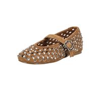 Riemchenballerina STEVE MADDEN "STEVE MADDEN Ballerinas Leder", Damen, Gr. 39, braun, Leder, Schuhe Riemchenballerina (30284212-39) braun