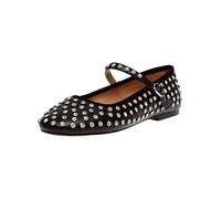 Riemchenballerina STEVE MADDEN "STEVE MADDEN Ballerinas Lederimitat", Damen, Gr. 37, schwarz (schwarz, silber), Lederimitat, Schuhe Riemchenballerina (43546651-37) schwarz, silber