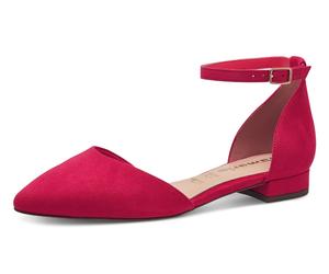 Riemchenballerina TAMARIS, Damen, Gr. 37, pink, Textil, Veloursleder, unifarben, Schuhe Riemchenballerina, Blockabsatz, Sandalette, Abendschuh mit verstellbarem Riemchen (49068813-37) pink