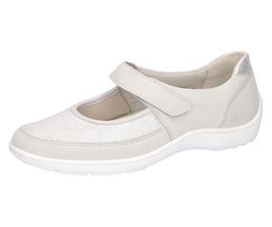 Riemchenballerina WALDLÄUFER "HENNI", Damen, Gr. 3,5 (36), silber (hellgrau, silberfarben), Nappaleder, Nubukleder, Textil, Schuhe Riemchenballerina, Halbschuh, Komfortschuh, Klettschuh in Weite H (=