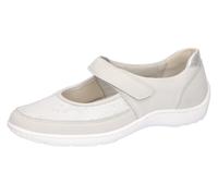 Riemchenballerina WALDLÄUFER "HENNI", Damen, Gr. 5,5 (38,5), silber (hellgrau, silberfarben), Nappaleder, Nubukleder, Textil, Schuhe Riemchenballerina, Halbschuh, Komfortschuh, Klettschuh in Weite H (