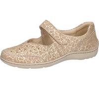 Riemchenballerina WALDLÄUFER "HENNI", Herren, Gr. 6 (39), beige, Nappaleder, gemustert, Schuhe Riemchenballerina, Komfortschuh, Halbschuh in Komfortweite H (= sehr weit) (60577339-6) beige