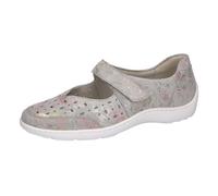 Riemchenballerina WALDLÄUFER "HENNI", Damen, Gr. 8 (42), grau (hellgrau), Veloursleder, metallic, Schuhe Riemchenballerina, Keilabsatz, Halbschuh, Komfortschuh mit Perforation, Weite H (82802026-8) he