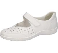 Riemchenballerina WALDLÄUFER "HENNI", Damen, Gr. 10 (44,5), weiß, Nappaleder, unifarben, Schuhe Riemchenballerina, Komfortschuh, Halbschuh in Komfortweite H (= sehr weit) (12908567-10) weiß