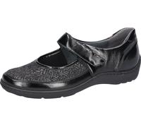Riemchenballerina WALDLÄUFER "HENNI-Soft", Damen, Gr. 6 (39), schwarz, Lackleder, Textil, glänzend, Schuhe Riemchenballerina, Klettschuh, Komfortschuh, Bequemschuh, Weite H, mit Orthotritt (36774739-6