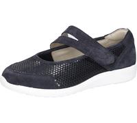 Riemchenballerina WALDLÄUFER "M-IRA Soft", Damen, Gr. 5,5 (38,5), schwarz (dunkelblau), Textil, Veloursleder, unifarben, Basic, Schuhe Riemchenballerina, Slipper, Komfortschuh, Orthotritt-Funktion, Sp
