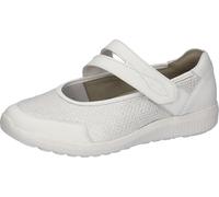 Riemchenballerina WALDLÄUFER "M-IRA Soft", Damen, Gr. 6,5, weiß (weiß, silberfarben), Nappaleder, Textil, metallic, Basic, Schuhe Riemchenballerina, Slipper, Komfortschuh, Orthotritt-Funktion, Spezial