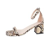 Riemchenpumps Damen Absatzschuhe Sommer Sandalen mit Absatz Glitzer Pumps Elegant Sandaletten Hohe Schuhe Party Hochzeit Absatzschuhe Weiche Sandalen Strand Sandals High Heels (Yellow, 40)