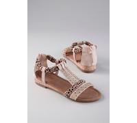 Riemchensandale ANISTON SHOES, Damen, Gr. 37, beige, goldfarben, Textil, Velourslederimitat, Schuhe Riemchensandale, Sommerschuh, Sandalette - NEUE KOLLEKTION (17131437-37) beige, goldfarben