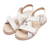 Riemchensandale ARA "ELBA", Damen, Gr. 38, weiß, Glattleder, unifarben, Basic, Schuhe Riemchensandale, Blockabsatz, Sandale, Basicschuh mit Klettverschlüssen, G-Weite (38182507-38) weiß