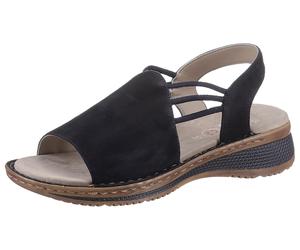 Riemchensandale ARA "HAWAII", Damen, Gr. 35, blau (dunkelblau), Veloursleder, Schuhe Riemchensandale, Sommerschuh, Sandalette, Keilabsatz, mit Stretch-Bänder, G-Weite (97275201-35) dunkelblau