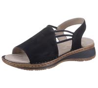 Riemchensandale ARA "HAWAII", Damen, Gr. 37, blau (dunkelblau), Veloursleder, Schuhe Riemchensandale, Sommerschuh, Sandalette, Keilabsatz, mit Stretch-Bänder, G-Weite (97275201-37) dunkelblau
