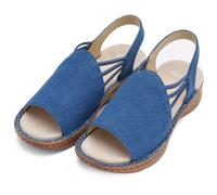 Riemchensandale ARA "HAWAII", Damen, Gr. 38, jeansblau, Textil, unifarben, Basic, Schuhe Riemchensandale, Keilabsatz, Sandalette mit Gummizügen, in Schuhweite G (= weit) (46193627-38) jeansblau