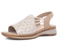 Riemchensandale ARA "HAWAII", Damen, Gr. 42, silber (sand, silberfarben), Veloursleder, metallic, Schuhe Riemchensandale, Sommerschuh, Sandalette, Keilabsatz, mit Stretch-Bänder, G-Weite (92133504-42)