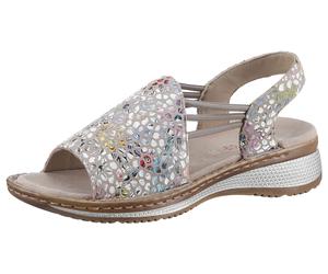 Riemchensandale ARA "HAWAII", Damen, Gr. 43, bunt (taupe multi), Veloursleder, Schuhe Riemchensandale, Sommerschuh, Sandalette, Keilabsatz, mit Stretch-Bänder, G-Weite (92197653-43)