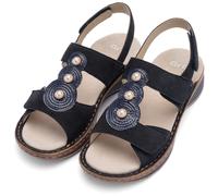 Riemchensandale ARA "HAWAII", Damen, Gr. 43, nachtblau, Ziegenveloursleder, unifarben, Schuhe Riemchensandale, Keilabsatz, Sommerschuh, Bequemschuh in Weite G (= weit) (18575024-43)