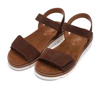 Riemchensandale ARA "KENT", Damen, Gr. 37, mokka, Veloursleder, unifarben, Basic, Schuhe Riemchensandale, Keilsandalette, Sommerschuh mit High Soft-Funktion, G-Weite (40140510-37) mokka