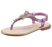 Riemchensandale BUFFALO, Damen, Gr. 40, flieder, gold, Lederimitat, glänzend, metallic, Schuhe Riemchensandale, Sommerschuh, Zehentrenner mit funkelnden Schmucksteinen besetzt (57584812-40) flieder, g