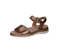 CAPRICE Damen Sandalen flach aus Leder mit Klettverschluss, Beige (Taupe Metallic), 38 EU