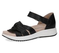 CAPRICE Damen Sandalen flach aus Leder mit Klettverschluss, Schwarz (Black Nappa), 37 EU